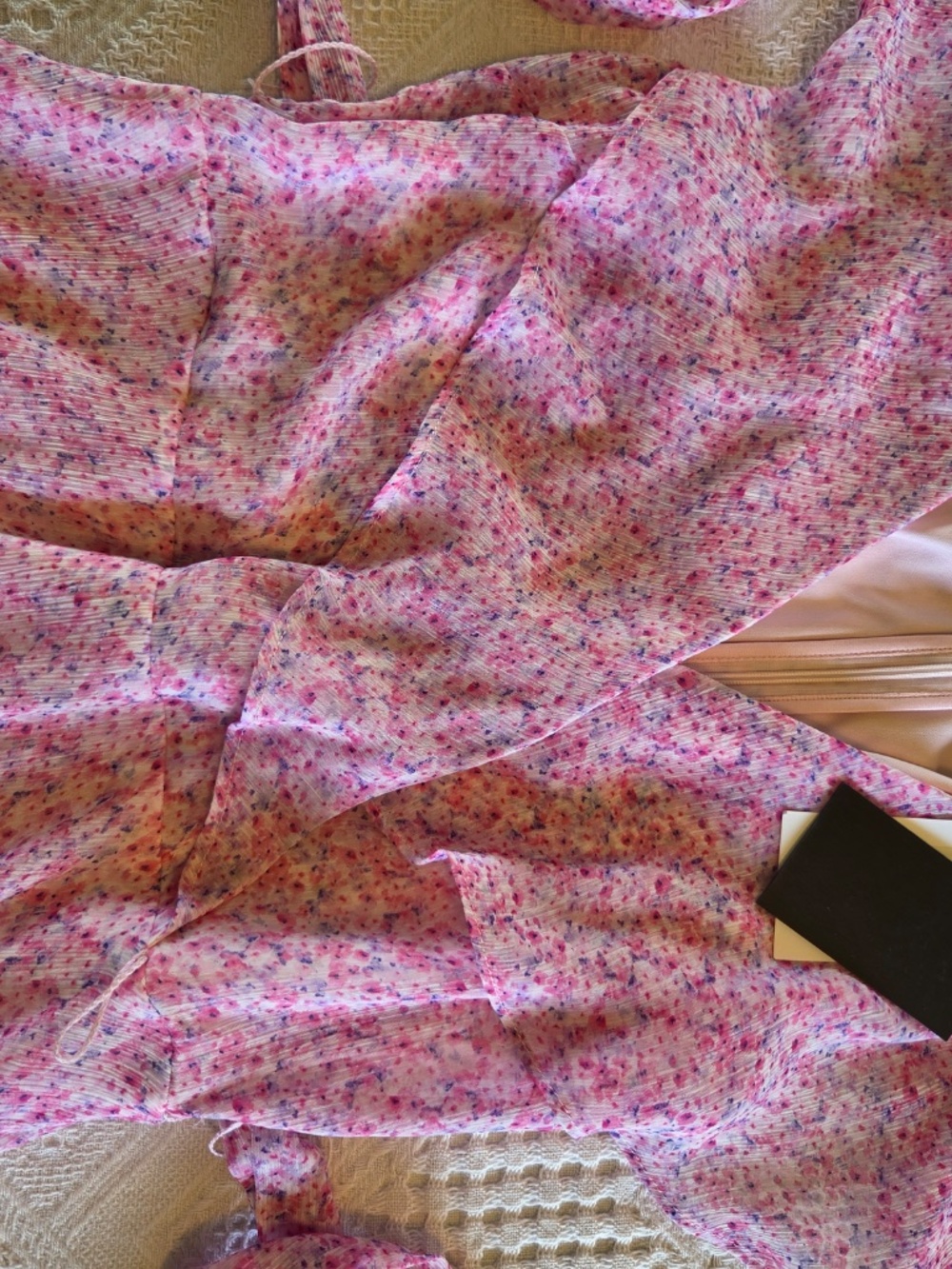 NWT DKNY dress S faux wrap pink floral tiered skirt wedding guest event date - Picture 6 of 16